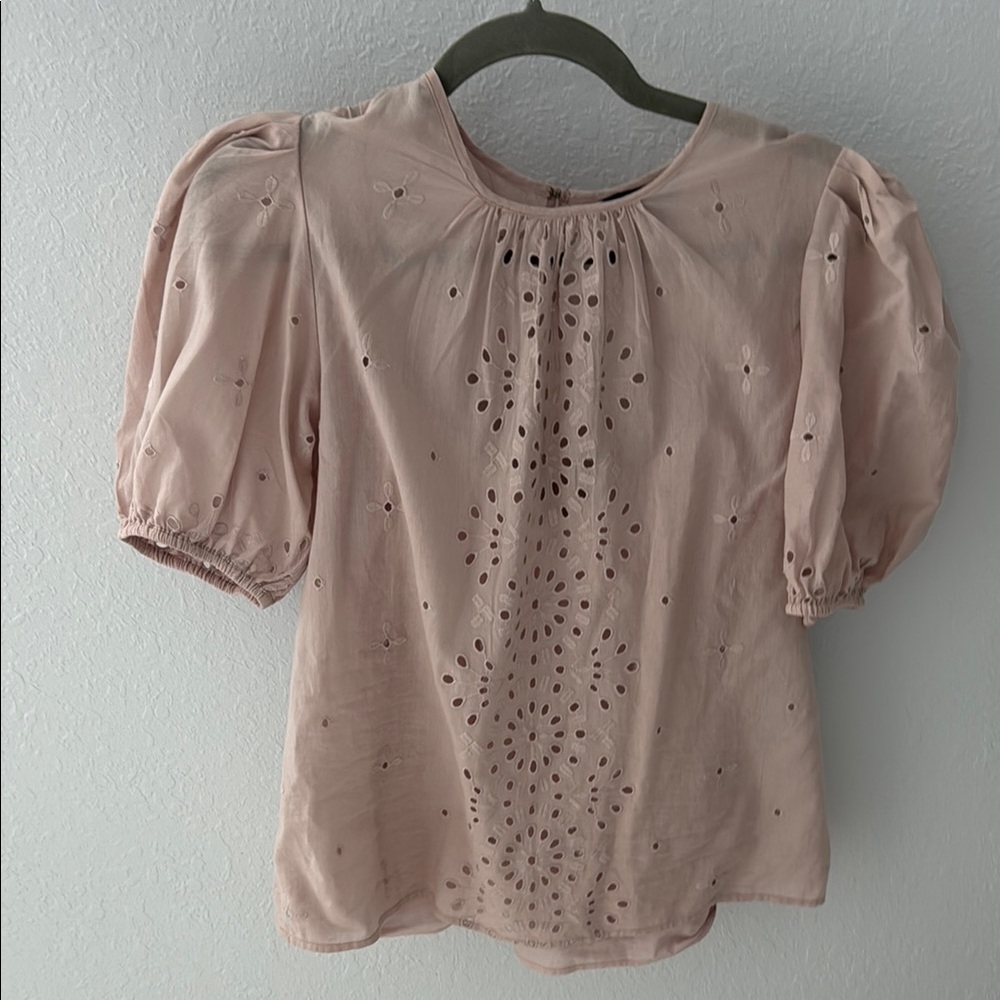 Chic Blush Eyelet Blouse